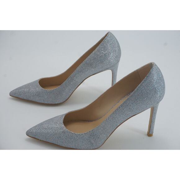 Stuart Weitzman Leigh Silver Glitter Pointed Toe Heel Pump SZ 8 $495 - Picture 12 of 12